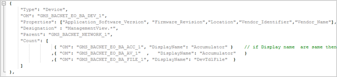 Device Section in the IBaseSampleConfiguration File