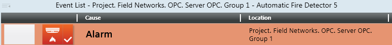 The Configured Alarm Displays in Event List